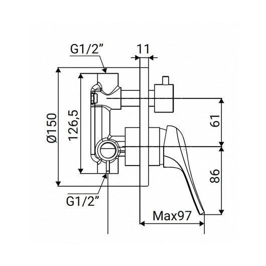 Miscelatore Incasso Doccia con Deviatore Serie Emmy Cromato
