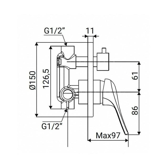 Miscelatore Incasso Doccia con Deviatore Serie Emmy Cromato