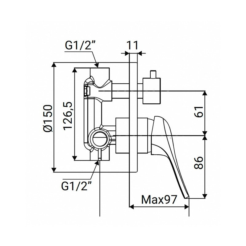 Miscelatore Incasso Doccia con Deviatore Serie Emmy Cromato