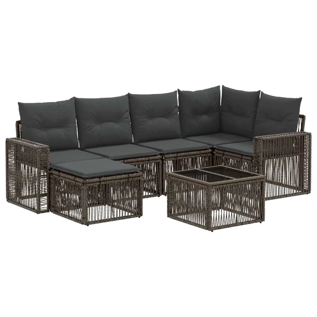 Set Divano da Giardino 7 pcs Grigio e Grigio Scuro polyrattan