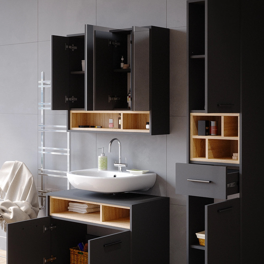 Vicco Specchio contenitore bagno Antracite 80 x 72 cm