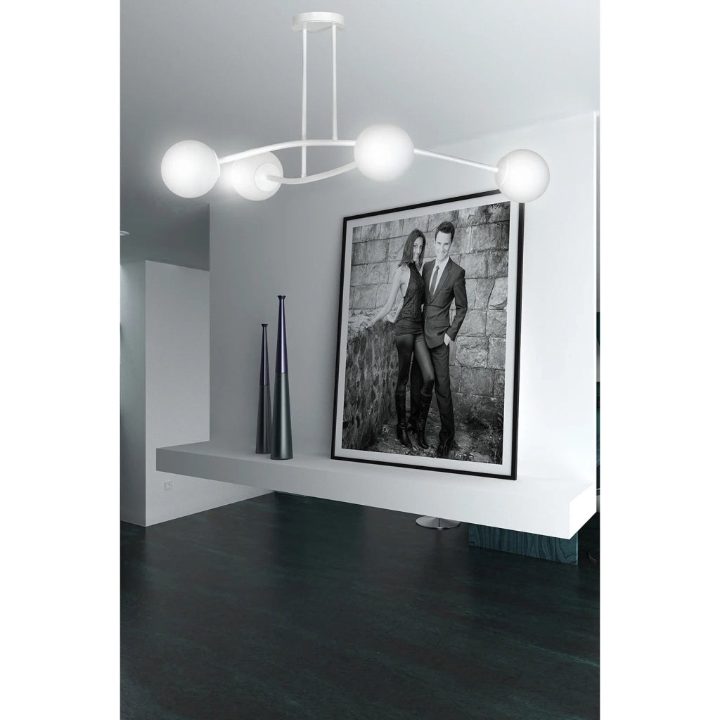 Plafoniera Contemporaneo Krishna Acciaio Bianco 4 Luci E14 Ip20