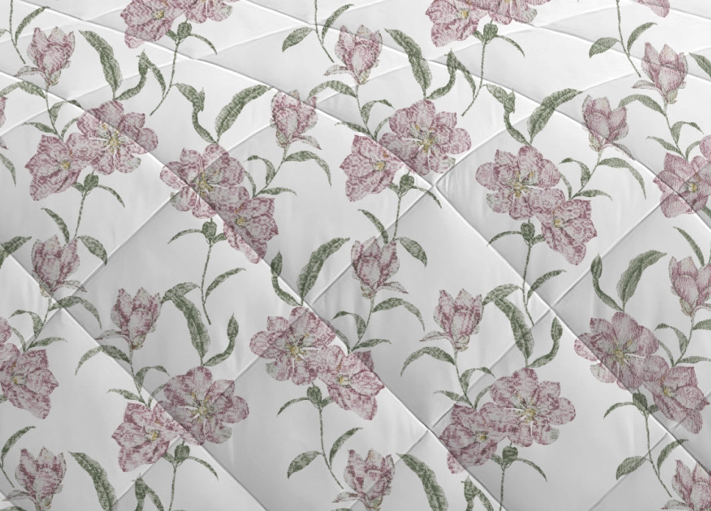 Trapuntino Piumino Estivo Primaverile 100gr/mq Leggero Disegno Magnolia - 1 Piazza E Mezza - Rosa