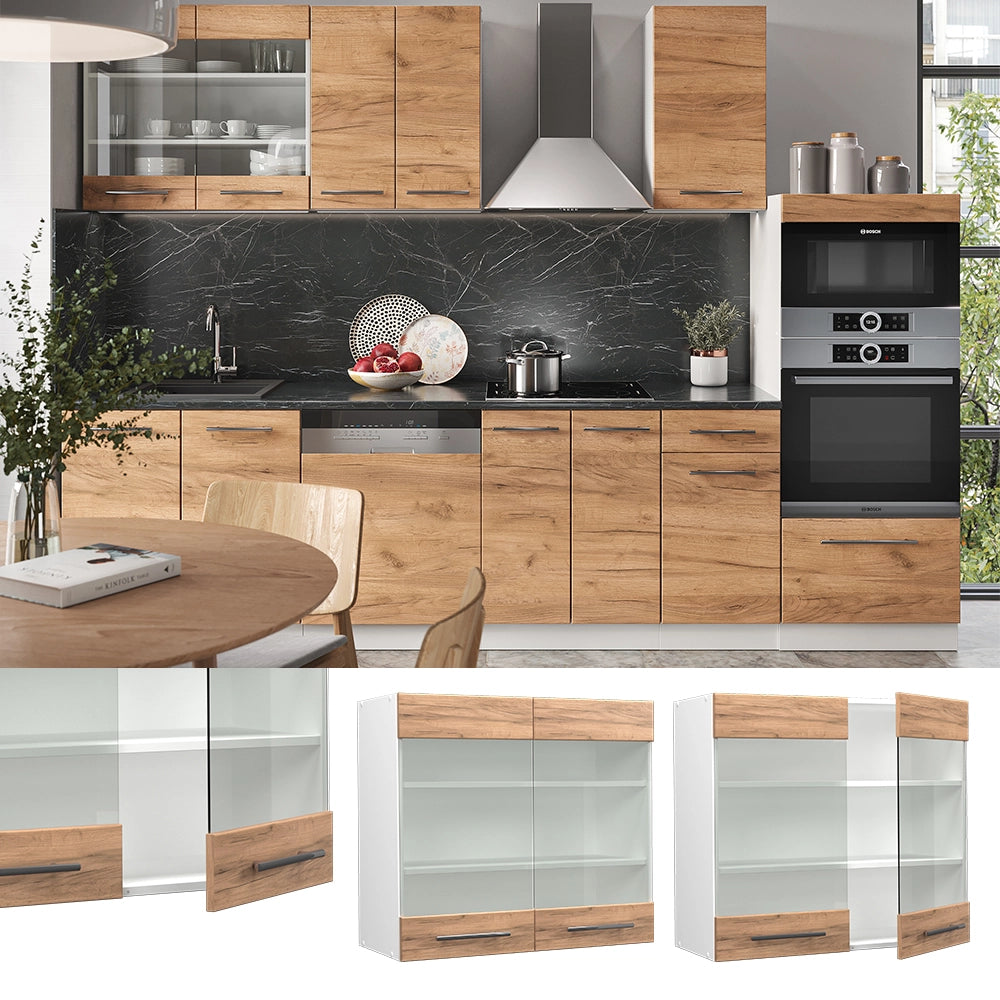 Vicco Mobile da cucina in vetro Quercia dorata 80 cm