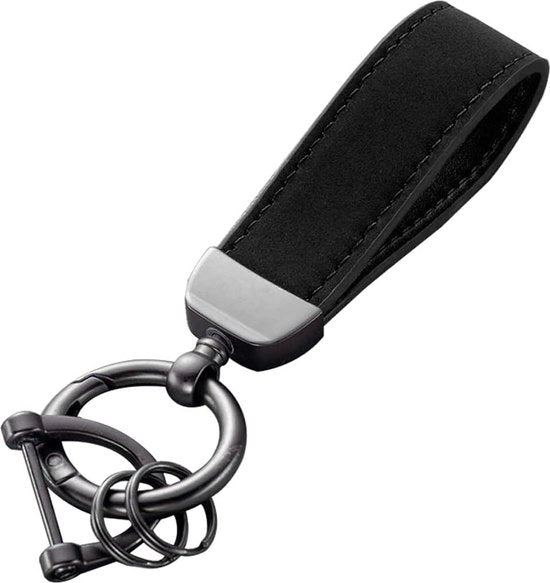 Sostegno per chiavi in suède con anello D - Sostegno per chiavi lussuoso contro perdita.
