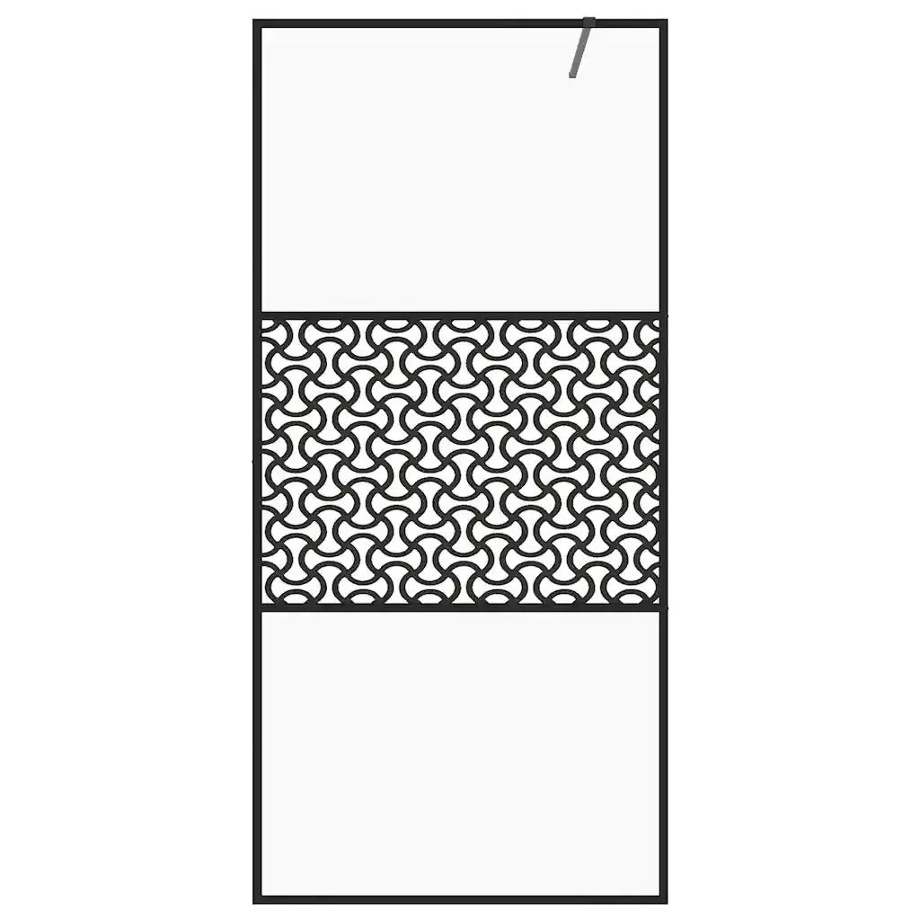 Parete per Doccia Walk-in Vetro Trasparente ESG 115x195cm Nera 151031