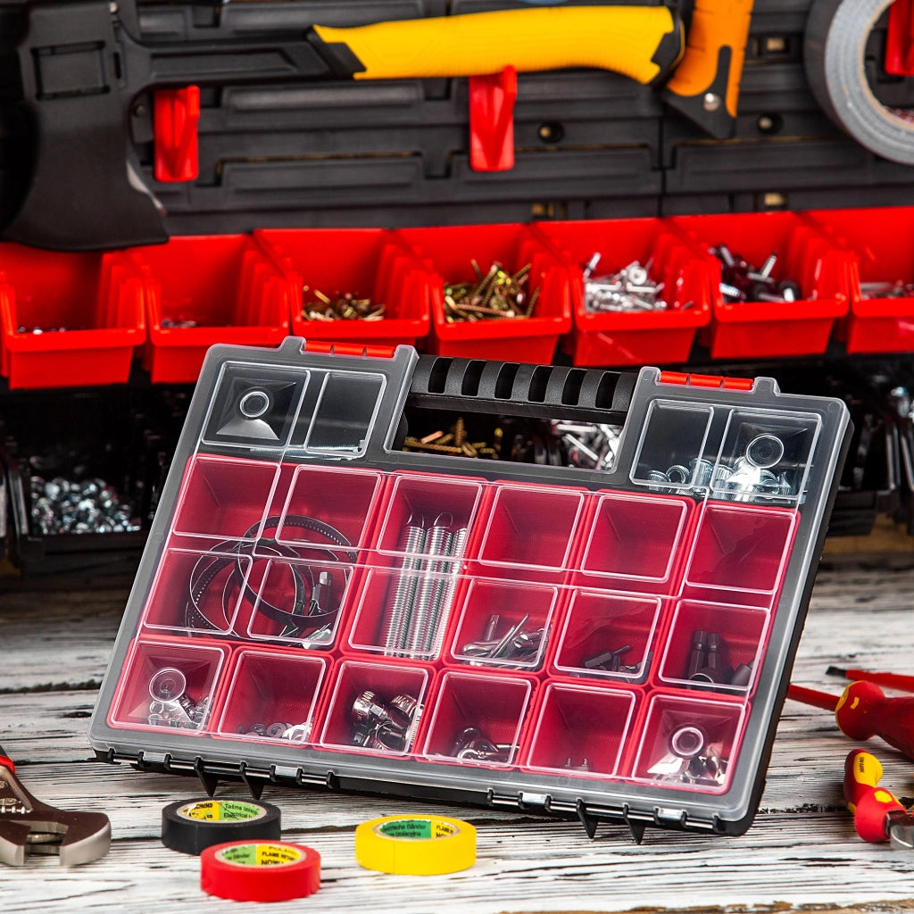 Set di 6 contenitori organizer per officina KADAX con 18 cassetti, ideali per garage.