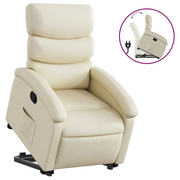 Poltrona | Sedia Relax Alzapersona Reclinabile Crema in Similpelle