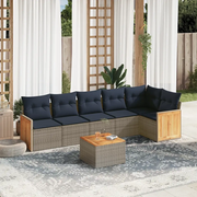 Set Divani da Giardino 7 pz con Cuscini Grigio in Polyrattan 3227678