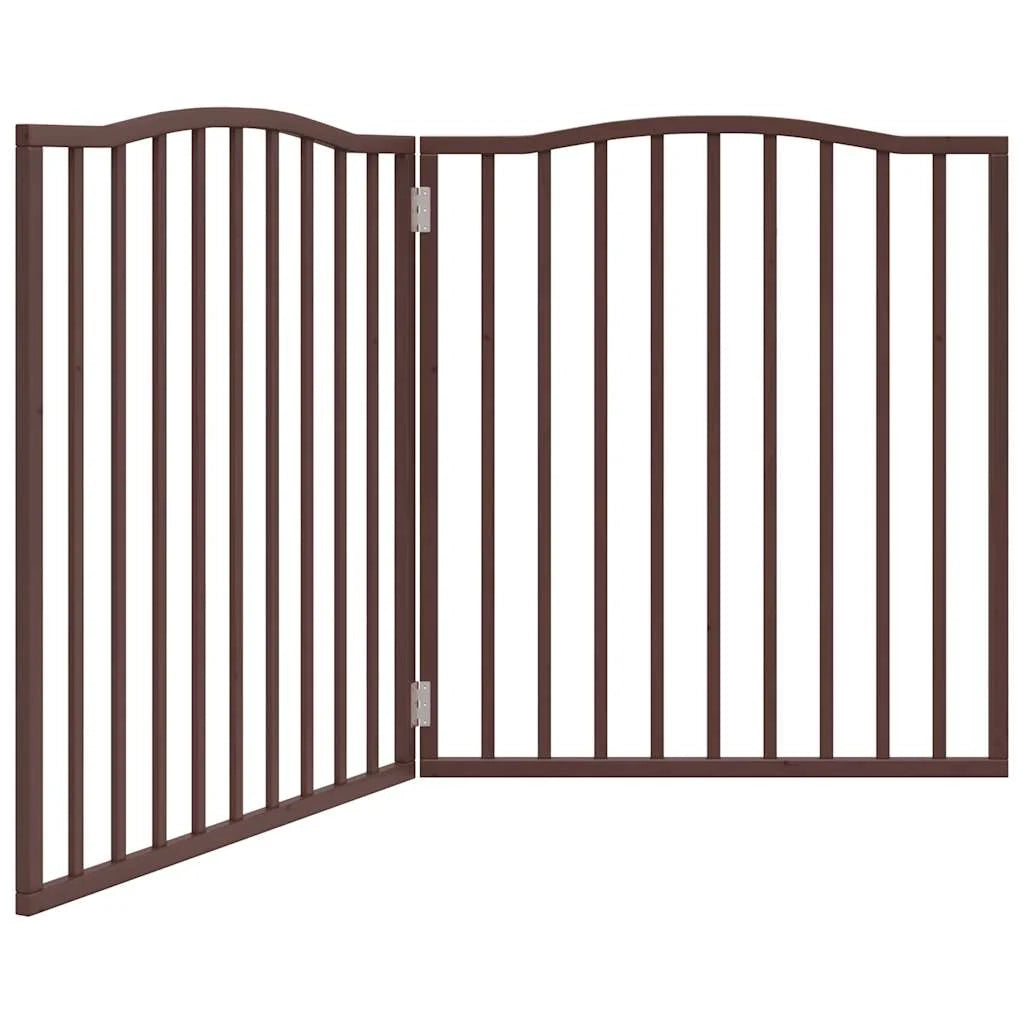 Cancelletto di sicurezza pieghevole per cani a 2 pannelli 160 cm legno di pioppo marrone 02_0023039