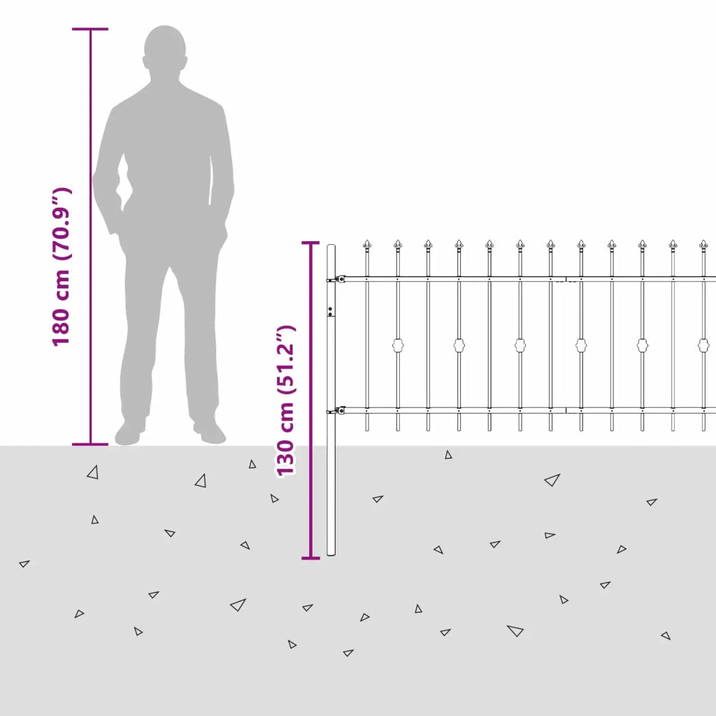 Recinzione da Giardino | Recinzione a punte Asten Nero 200 x 130 cm