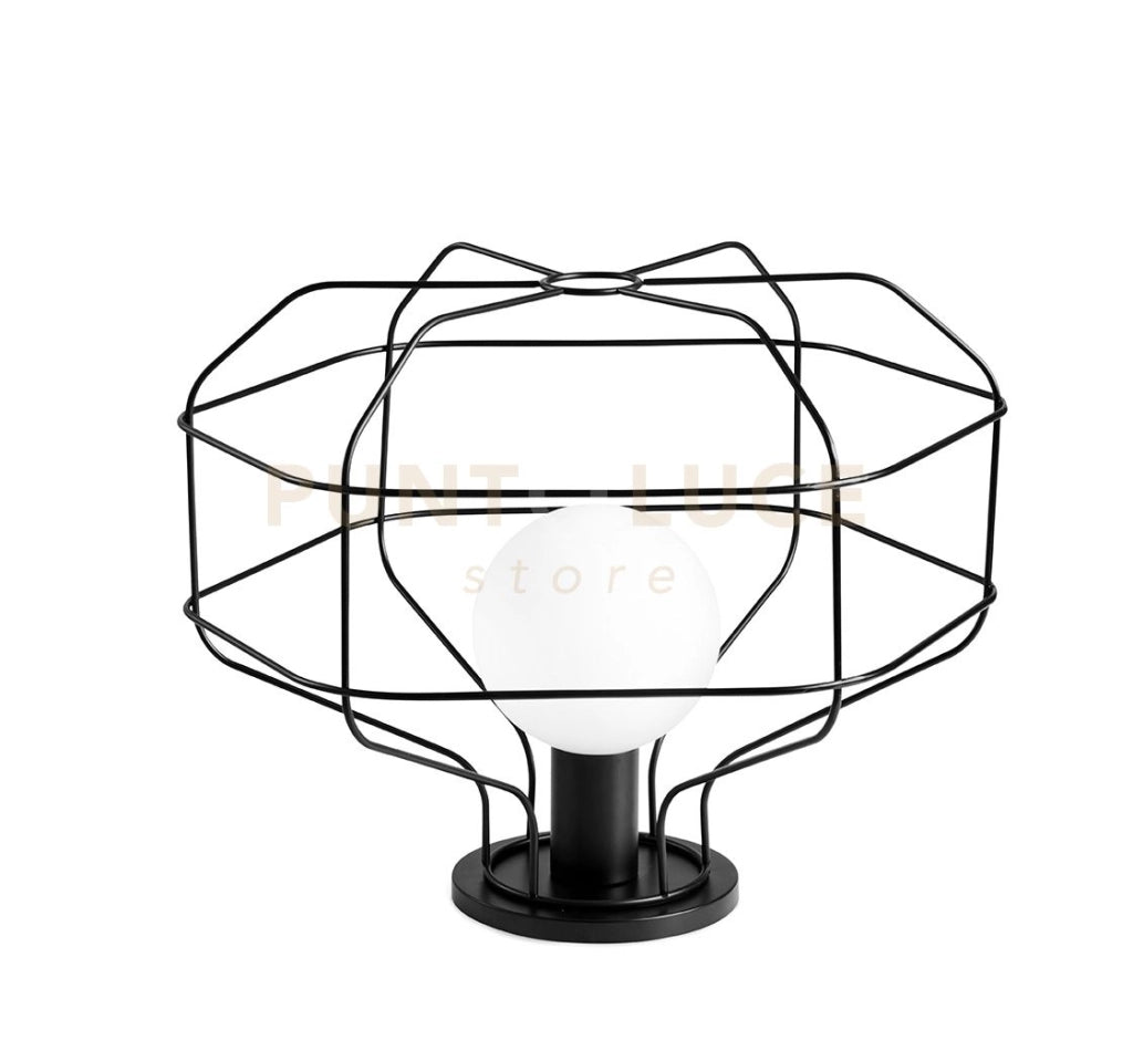 WIRE LAMPADA DA TAVOLO GABBIA NERA 1 LUCE ATTACCO G9 DIMMER SUL CAVO H.30,2CM