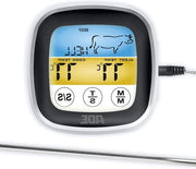 Termometro per la cottura - Termometro digitale per BBQ e griglia - Display LCD a schermo touch - Fork di misurazione in acciaio inossidabile - Termometro elettronico per forno - Punto di cottura perfetto - Incluso batterie - Nero argento