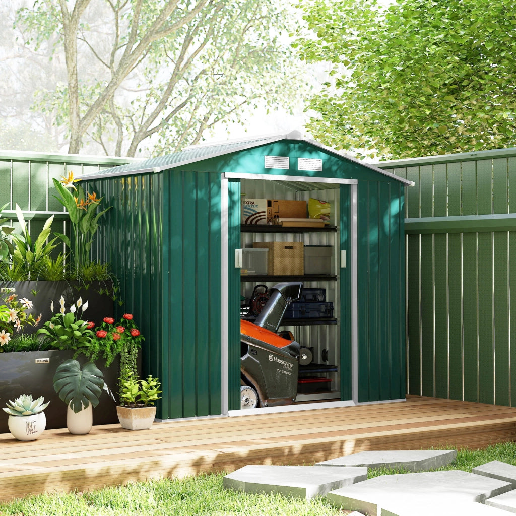 Casetta da Giardino ¨C zephmum ¨C Verde Acciaio 213x130x185 cm