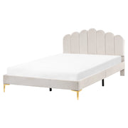 Letto matrimoniale 160 x 200 cm velluto Gambe in metallo bianco sporco con testiera e base a doghe