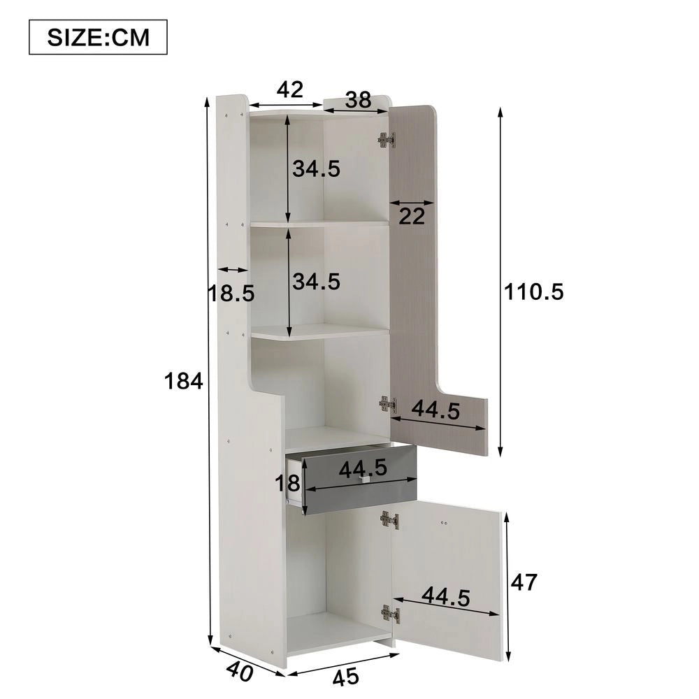 Libreria - Xylo - 140??35??180 cm - Porte ad L con Cassetti Bianco/Noce
