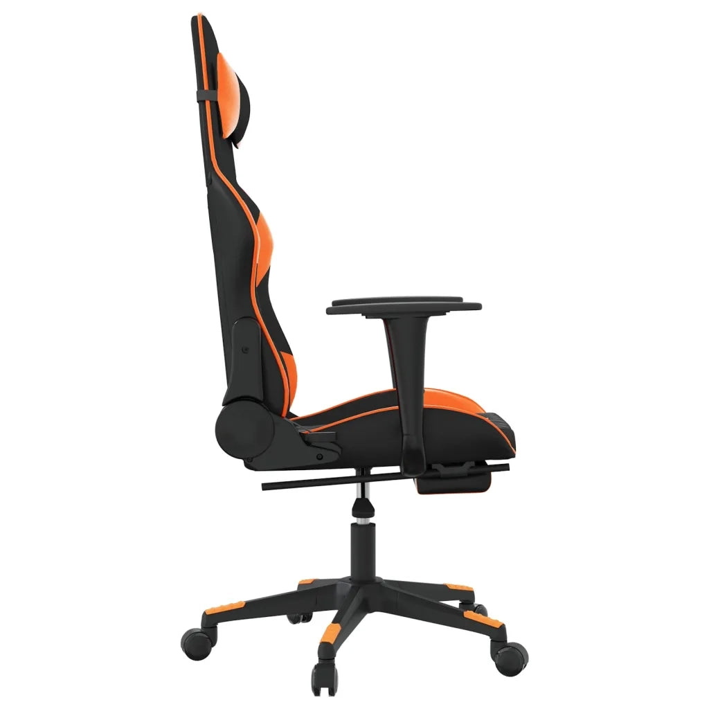 Sedia Gaming | Sedia da e-sports Massaggio Poggiapiedi Nero e Arancione Similpelle