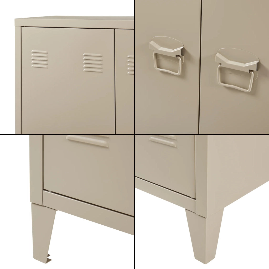 Armadietto da ufficio in metallo con 2 ante 110 x 75 x 33 cm beige 03_0009179
