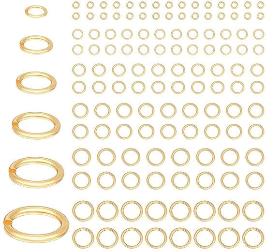 Anelli di connessione in ottone e 24K oro, 240 pezzi, 6 misure, per gioielli e DIY