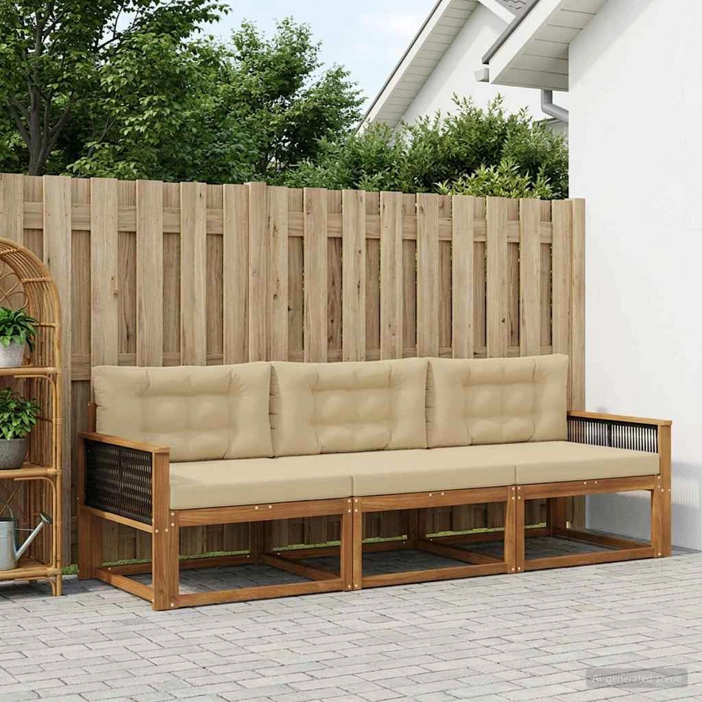 Set di divani da esterno 3 pz Naturale e Beige 3382306