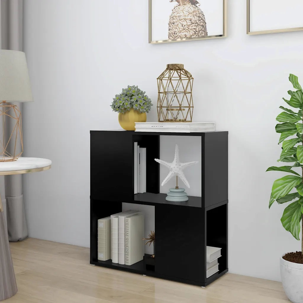 Libreria-Scaffale per Libri-Mobile di Stoccaggio Nera 60x24x63 cm in Truciolato