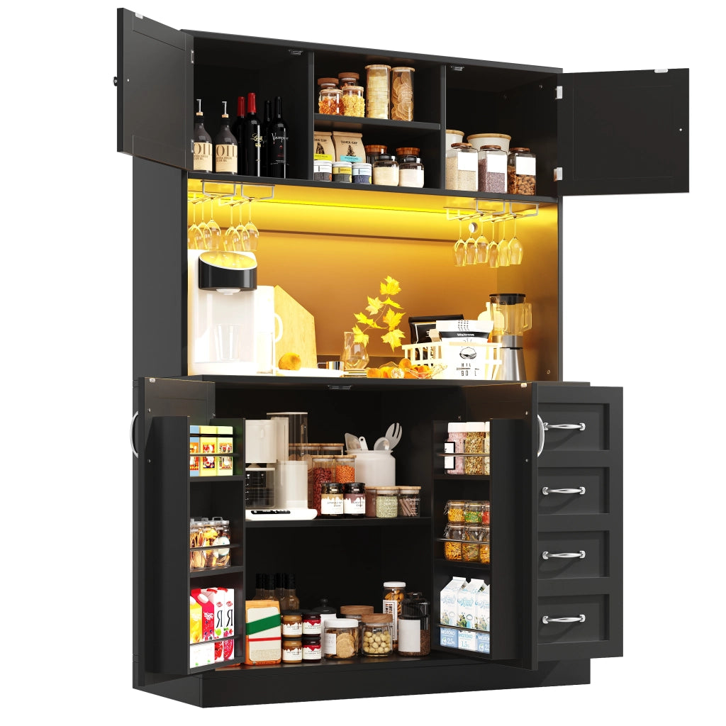 Mobile Buffet con LED, Cassetti e Ripiani ¨C MINIMAL ¨C Verde/Nero/Bianco 120x40x188
