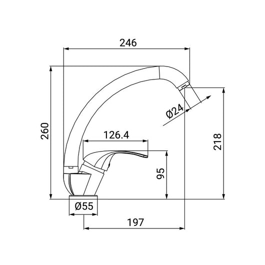 Miscelatore lavello bocca alta cromato Adam