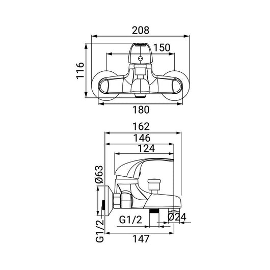 Miscelatore vasca cromato Adam
