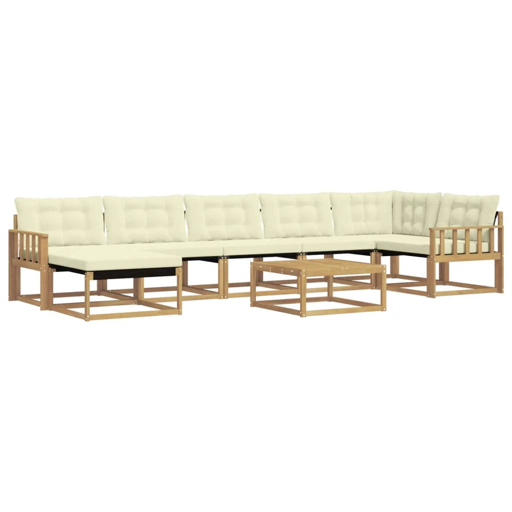 Set di divani da esterno 8 pcs Bianco e Crema