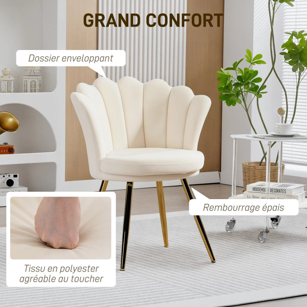 Poltrona in velluto ¨C zephmum ¨C beige con gambe in metallo dorato