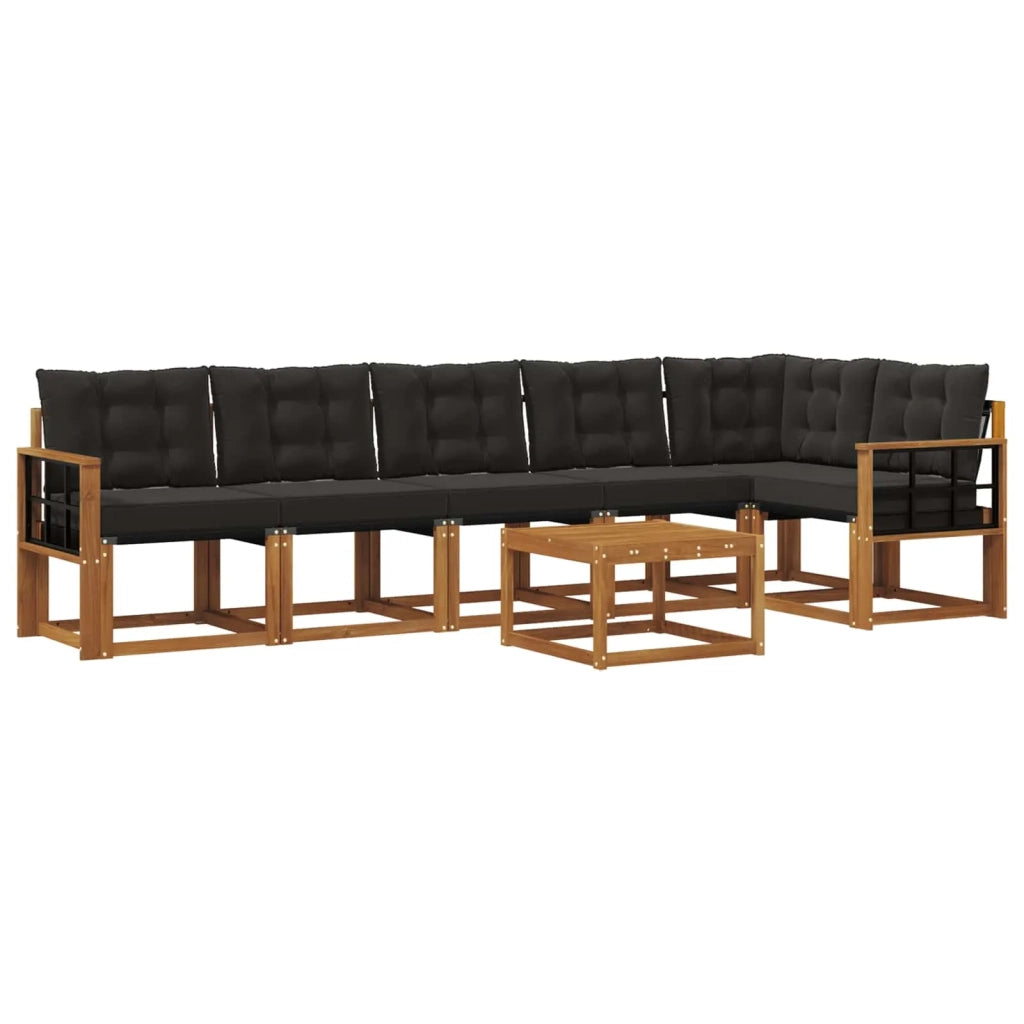 Set di divani da esterno con cuscino 7 pcs Naturale e Nero 3368743