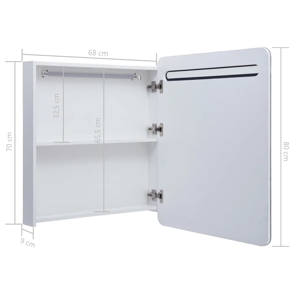 Armadietto Bagno | Armadio da bagno con Specchio e LED 68x9x80 cm