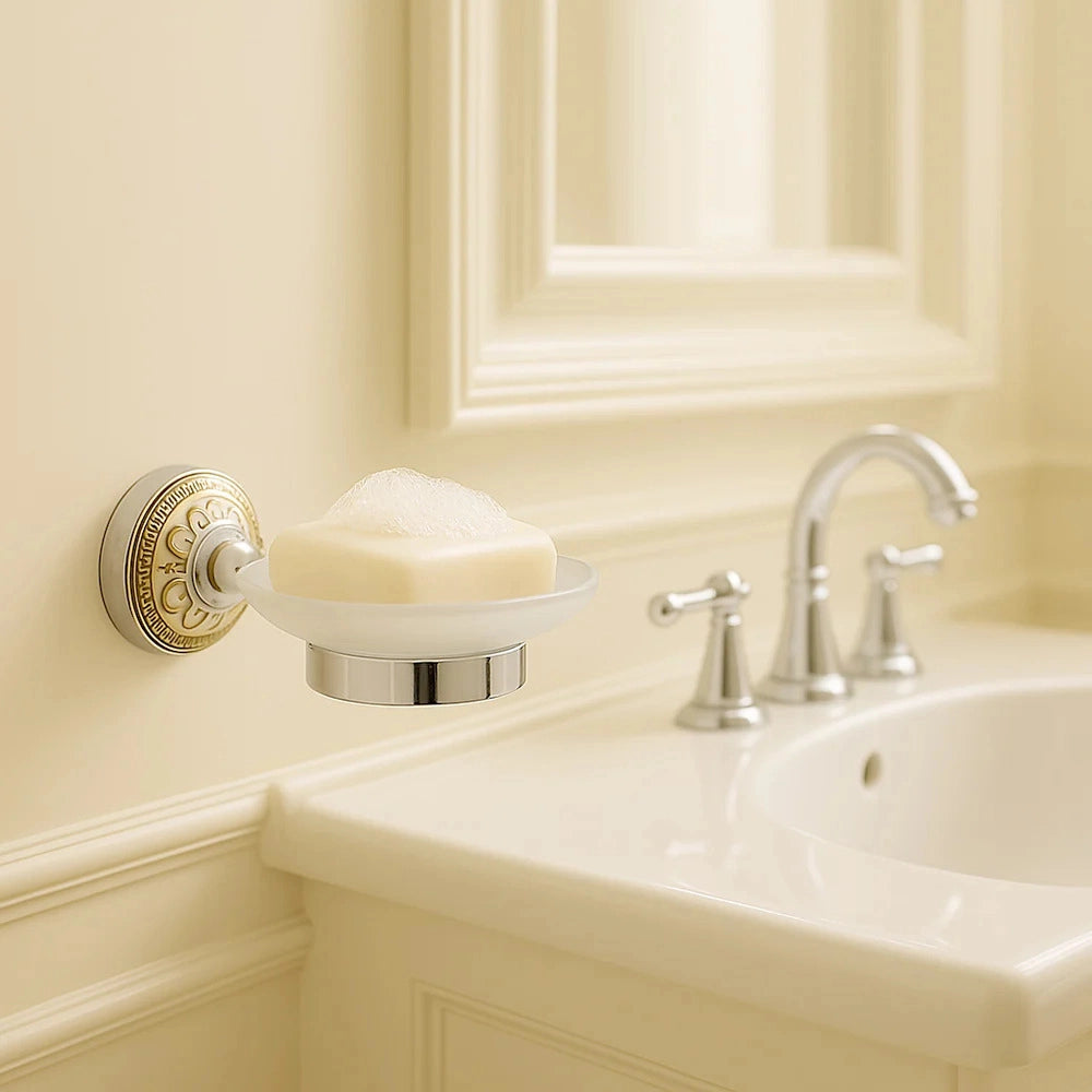 Set Da Bagno 6 Pezzi Cromato vetro accessori bagno moderno Porta Asciugami 52436
