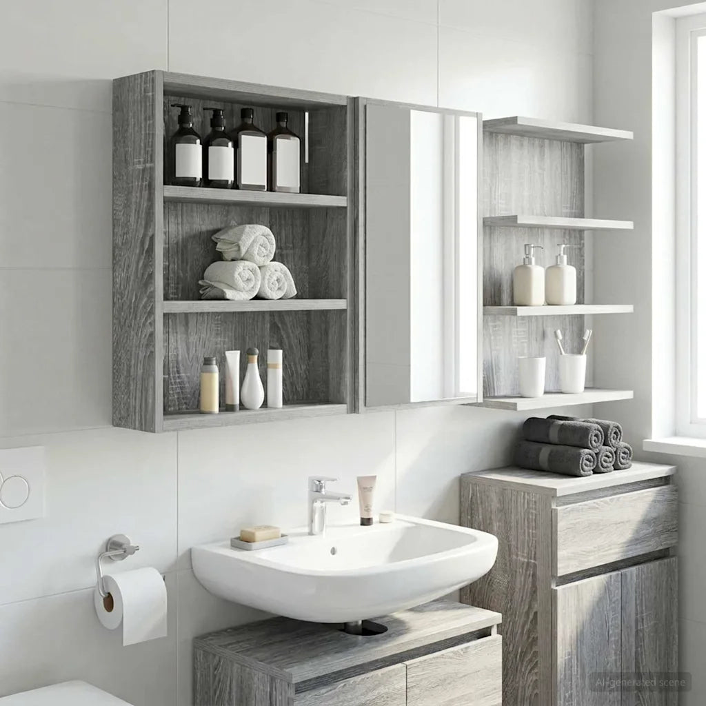 Armadio da bagno a muro Sonoma grigia 40 x 10 x 50 cm 889348