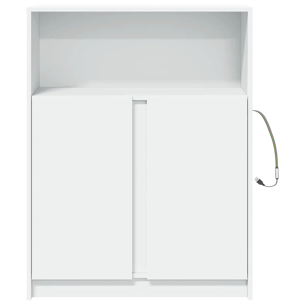 Buffet credenza cassettiera mobiletto mobile contenitore organizer per cucina soggiorno salotto con illuminazione a LED 77 x 34 x 100 cm legno ingegnerizzato bianco 02_0029775