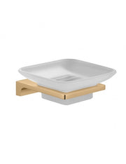 NIL portasapone da parete in vetro e ottone dorato 11,05x10,3x4,25 cm