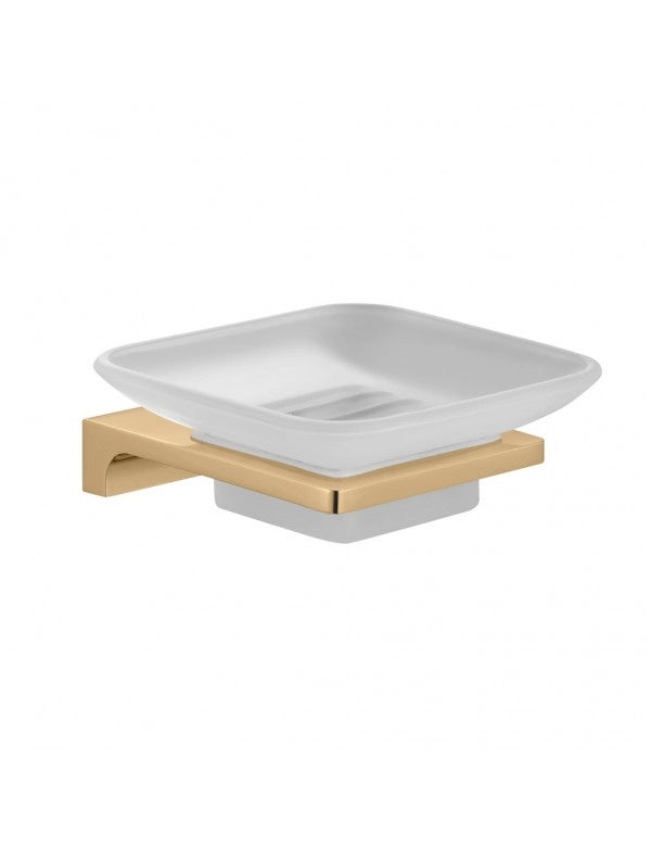 NIL portasapone da parete in vetro e ottone dorato 11,05x10,3x4,25 cm