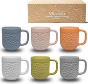Set di 6 tazze da caffè, 380 ml, realizzate in Portogallo, tazze in ceramica di grandi dimensioni, set di 6 tazze uniche, set di 6 tazze grandi, set di 6 pezzi, pastelmat