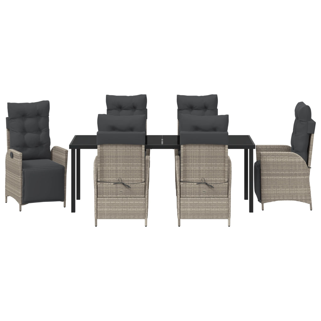 Set da Pranzo per Giardino da 7 Pezzi Grigio Chiaro Rattan PE