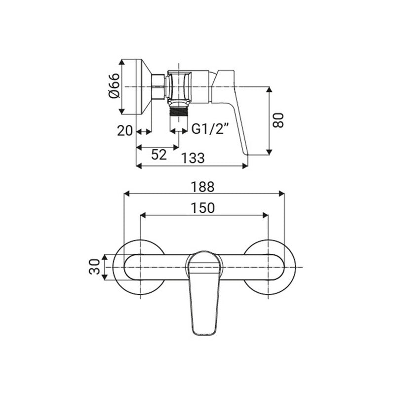 Miscelatore Esterno Doccia Serie Eliot Cromato
