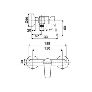 Miscelatore Esterno Doccia Serie Eliot Cromato