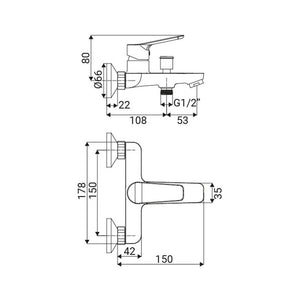 Miscelatore Vasca Serie Eliot Cromato