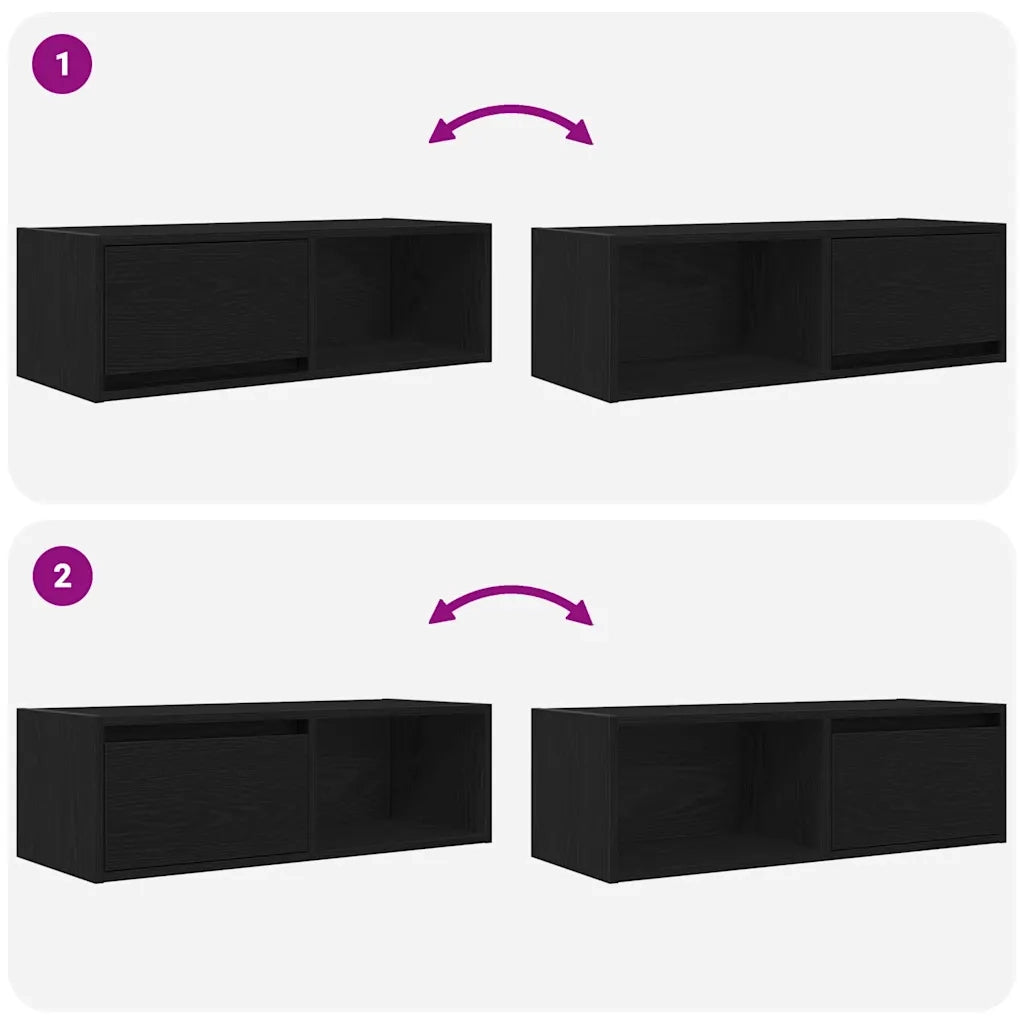 Mobili TV 2 pz Rovere Nero 80x31x25,5 cm in Legno Multistrato