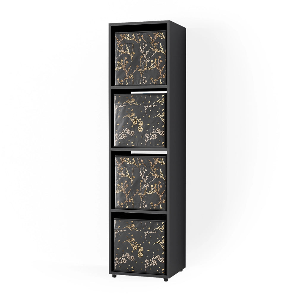 Vicco Scaffale Nero 142.5 x 36.2 cm con 2 scatole pieghevoli opt.2