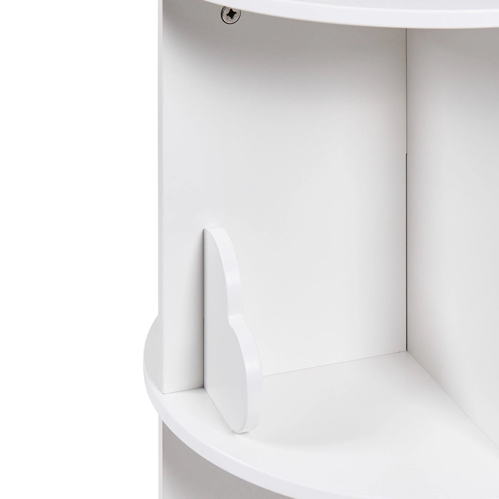 Libreria Rotante Bianca in MDF a 2 Ripiani con Motivo Nuvola per Cameretta Bambini