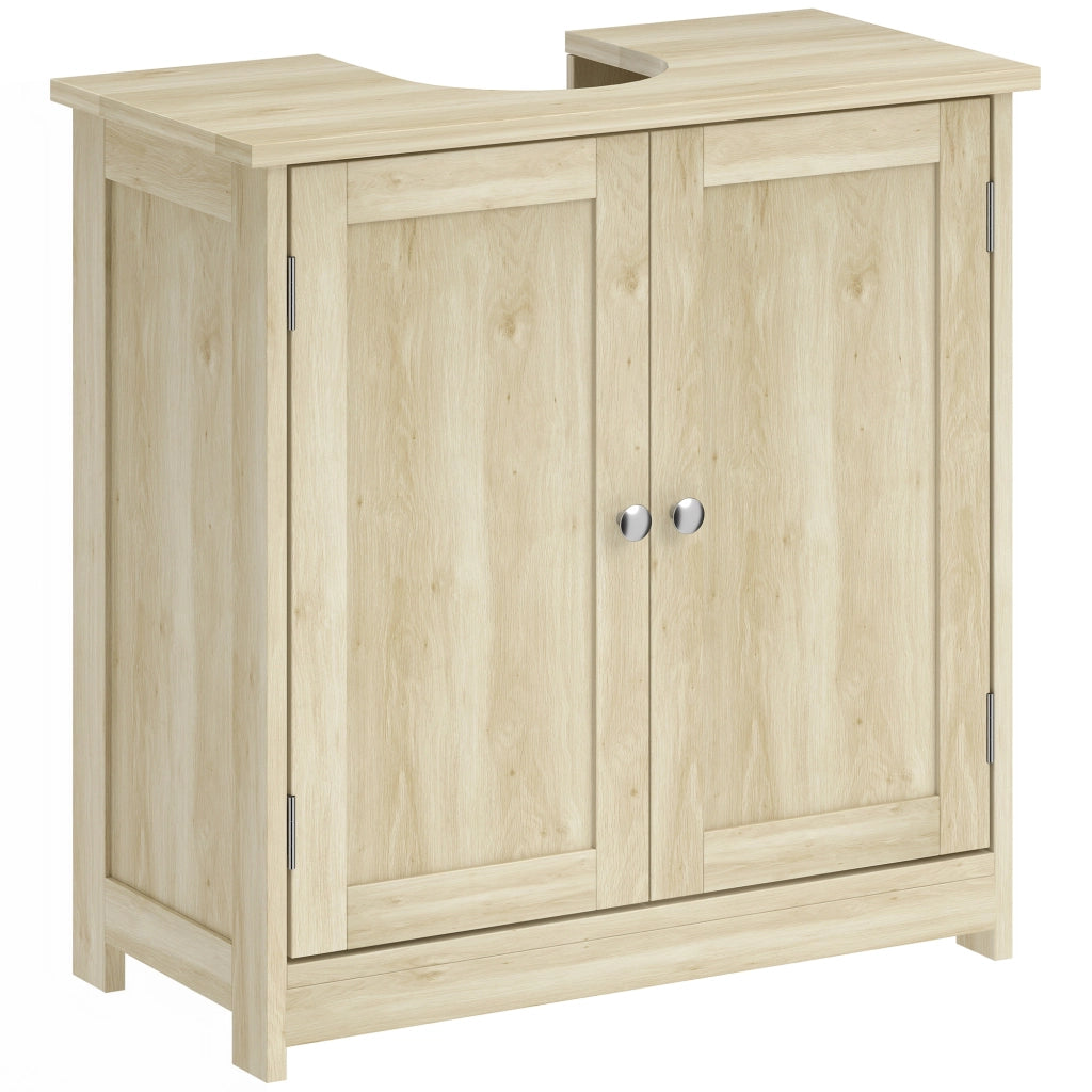 Mobile sottolavabo bagno con 2 ante e ripiano, 60x30x60 cm, chêne