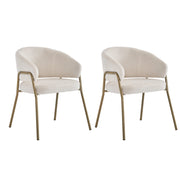 Sedia da Pranzo Moderna in Velluto Bianco con Gambe Dorate, Set da 2