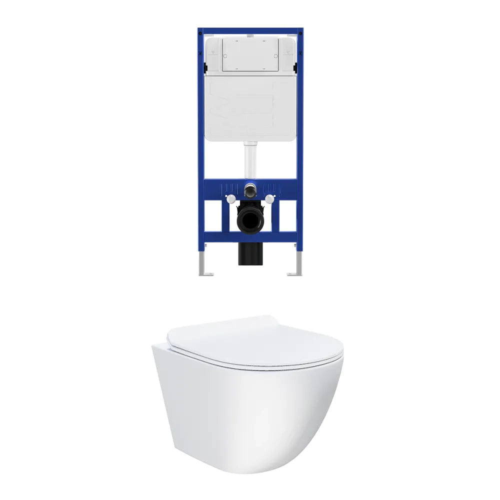 Kit WC sospeso e sistema di scarico da incasso mod. Parigi bianco opaco