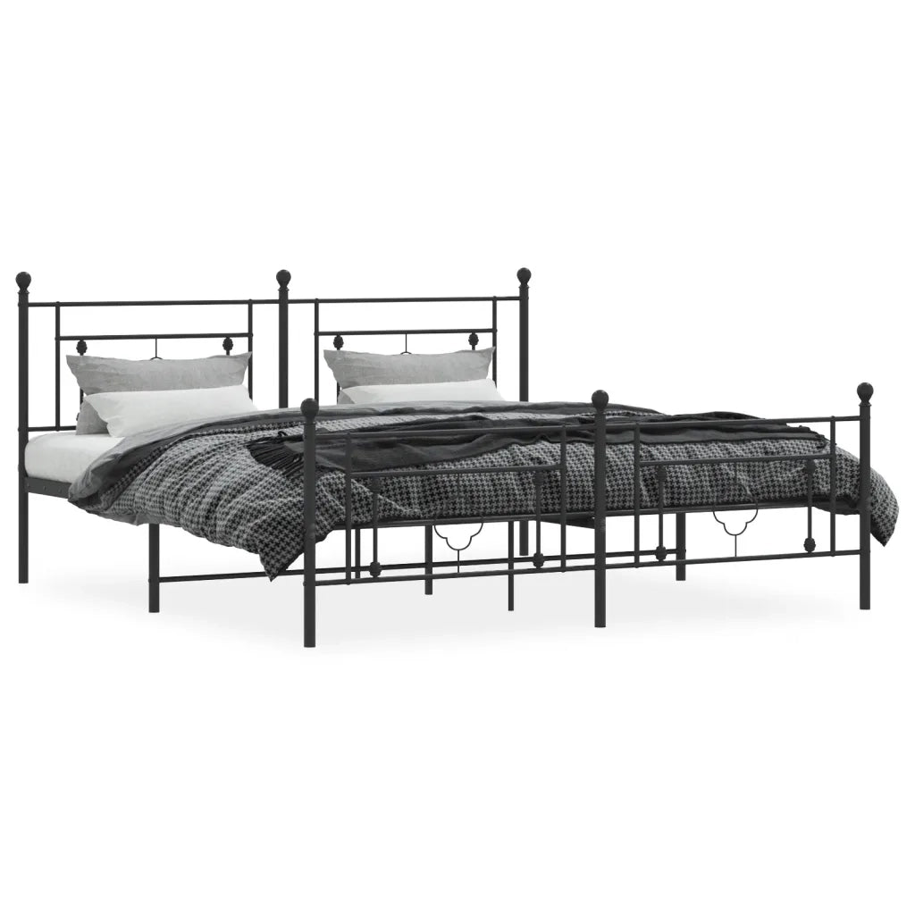 Giroletto con Testiera e Pediera-Struttura Letto Metallo Nero 183x213 cm 612512