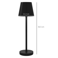 Lampada da Tavolo Portatile Ø11,2x36,5 cm in Acrilico e Metallo Nero